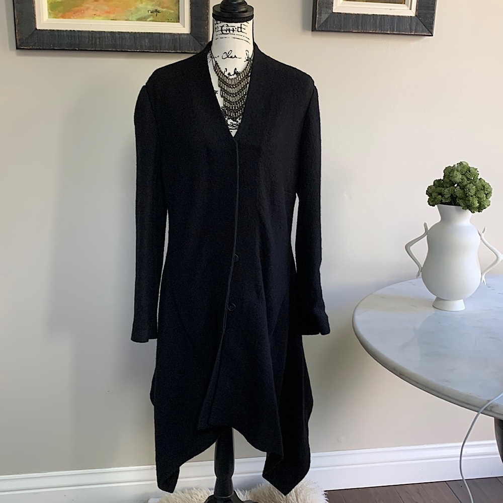 Ronen Chen Boiled Wool Handkerchief Hem Coat